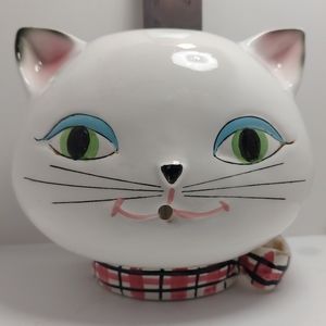 Holt Howard Hand Painted Cozy Kitten String Dispenser & Scissor Holder Cat Decor